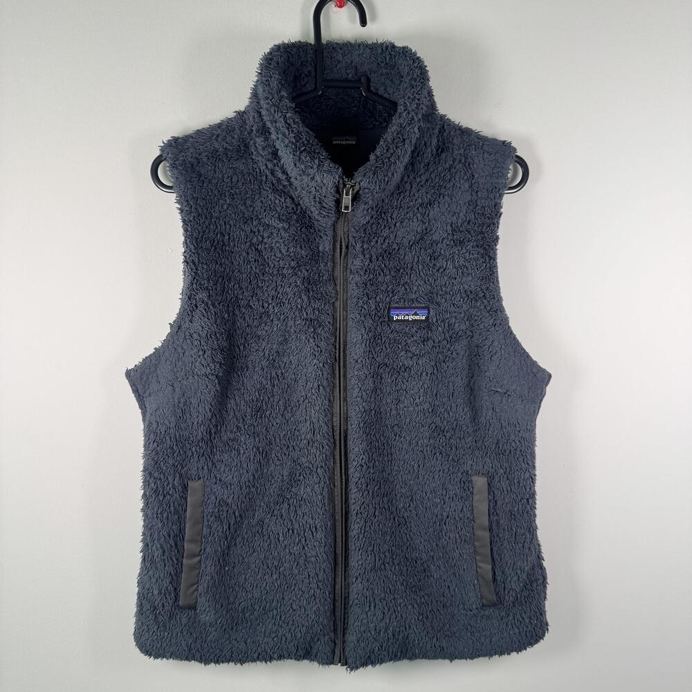 Patagonia Los Gatos Vest Womens Large Gray Sherpa Fleece Full Zip Warm Outdoor